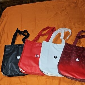 Lululemon 4 Reusable Tote Bags!! Snap Closure, Like New, 4 Diff Colors!!